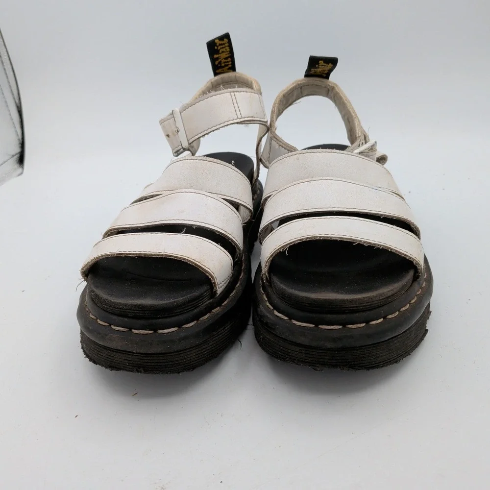 Dr. Martens Blaire White Leather Gladiator Platform Sandals Womens 7 AW004